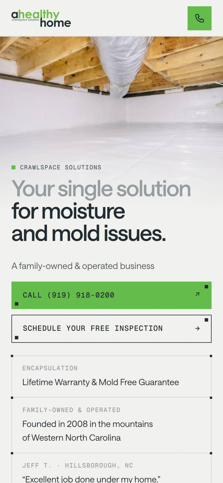 The new homepage on a phone