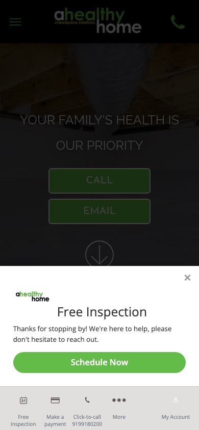 The current homepage on a phone